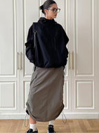 Women'S Windproof Full-Zip Hooded Jacket - Loose-Fit Long Sleeve Windproof Coat with Full-Zip Front Closure, Beige/Black/Gray/Navy/White - All-Season Casual Outerwear for, Travel