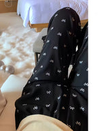 Women's Bow Elastic Waist Casual Fashion Long Pants