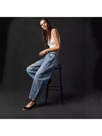 Loose Wide-Leg Pants Mid-Low Waist Washed Trousers Women
