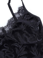 Y2K Style Women'S Floral Lace Trim V-Neck Sleeveless Crop Top - Polyester Knit Fabric Gothic Camisole Tank for Summer - Contrast Lace Slingback Cami for Casual and Clubwear