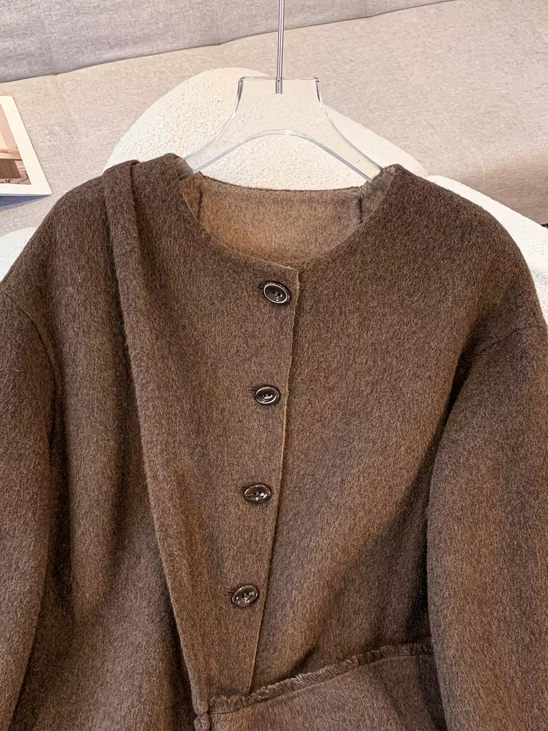 Women'S Elegant Long Coat - Formal & Everyday Chic Outerwear, Loose Fit Winter Coat with Button Front Closure, Sophisticated Outerwear for Fall/Winter Seasons