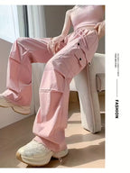 Women'S Casual Two-Way Cargo Pants - Loose Fit, Drawstring Waist, Solid Color, & Versatile for Spring/Summer/Fall, High Waisted Pants