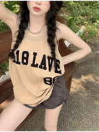 Women'S Jersey Tank Top- 2025 Summer Printed Loose American Vintage Inner Layer Sleeveless Casual Top Trendy