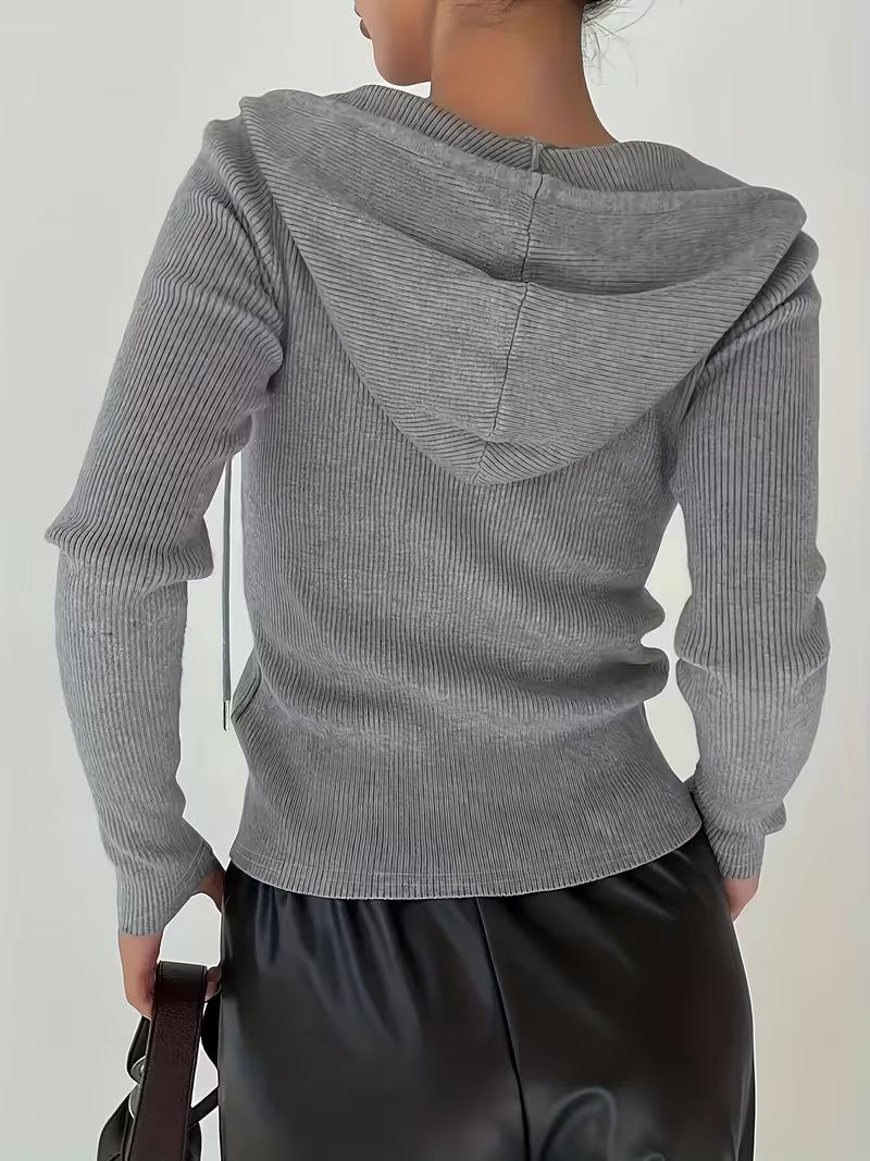 Women's Slim-Fit Solid Color Hooded Long Sleeve Casual Jacket, Spring Outerwear, Casual Wear, Minimalist Fashion, Slimfit Design, Comfortable Material, Machine Washable, Fitted Jacket, Women's Hoodie, Young Professionals, Streetwear Lovers