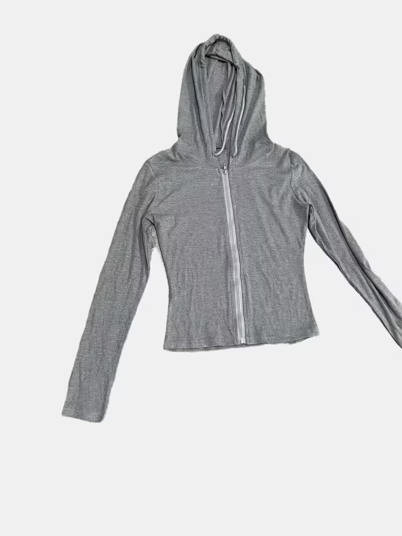 Women's Slim-Fit Solid Color Hooded Long Sleeve Casual Jacket, Spring Outerwear, Casual Wear, Minimalist Fashion, Slimfit Design, Comfortable Material, Machine Washable, Fitted Jacket, Women's Hoodie, Young Professionals, Streetwear Lovers