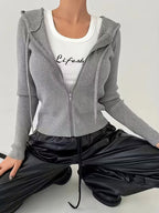 Women's Slim-Fit Solid Color Hooded Long Sleeve Casual Jacket, Spring Outerwear, Casual Wear, Minimalist Fashion, Slimfit Design, Comfortable Material, Machine Washable, Fitted Jacket, Women's Hoodie, Young Professionals, Streetwear Lovers