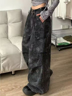 Women'S Vintage Cargo Jeans - Wide Leg Pants with Large Utility Pockets, High-Waisted, Multiple Utility Pockets, Loose Fit Trousers for Everyday & Formal Outfits - All-Season Denim