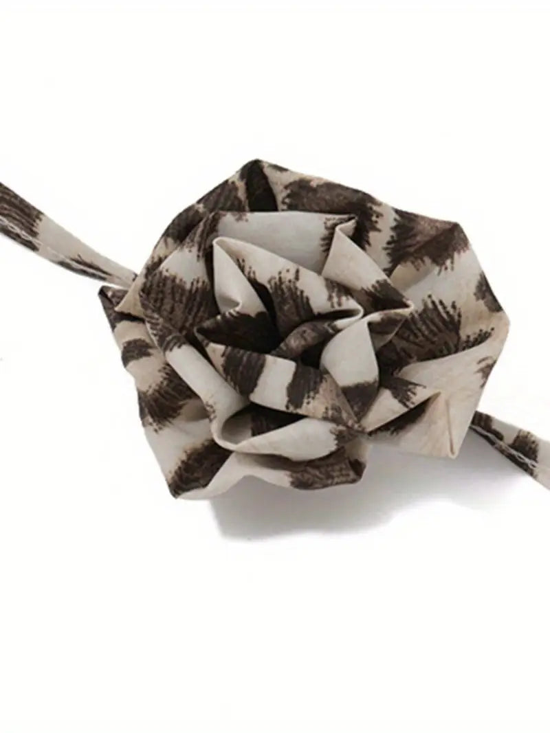 Women Summer Tube Tops Ruffles Hem Leopard Print Button Bandeau and Collar Set for Streetwear Aesthetic Grunge Clothes