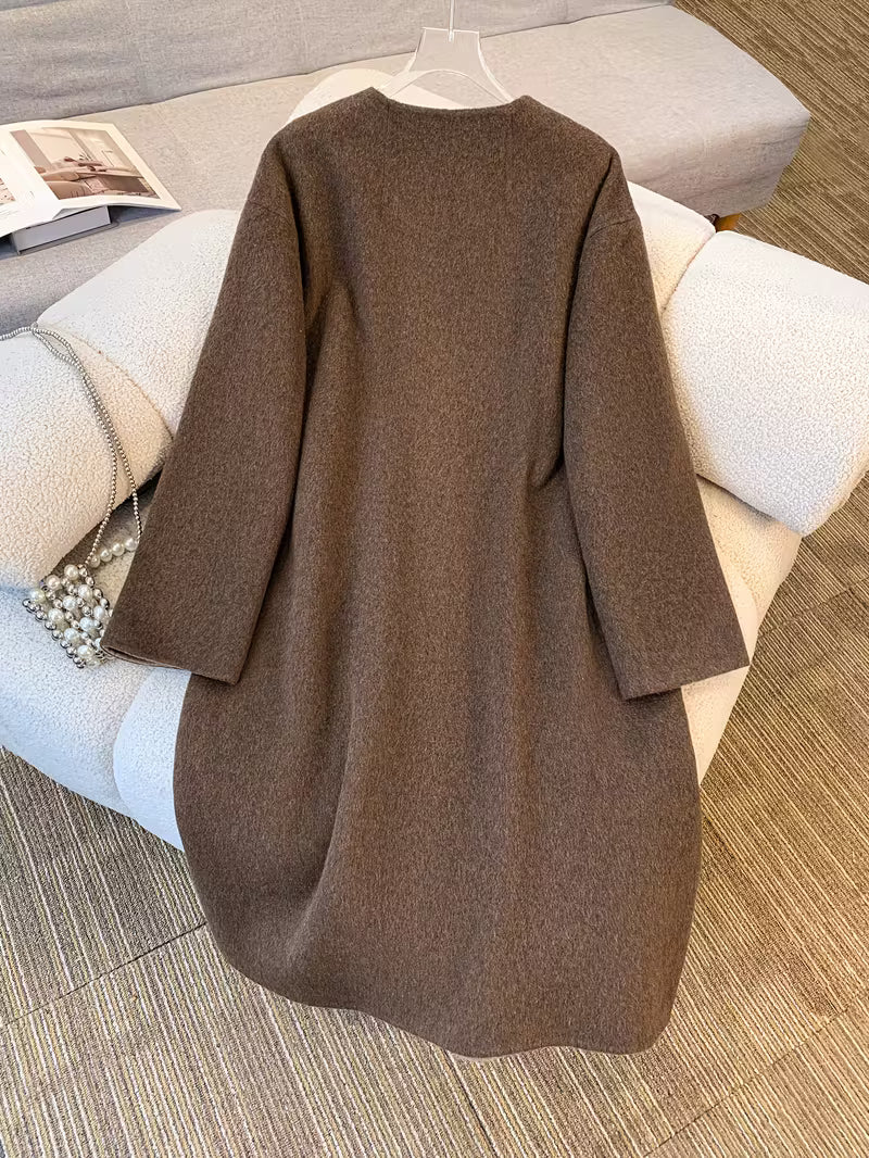 Women'S Elegant Long Coat - Formal & Everyday Chic Outerwear, Loose Fit Winter Coat with Button Front Closure, Sophisticated Outerwear for Fall/Winter Seasons