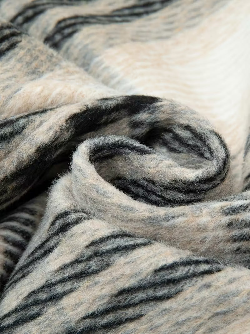 Women'S Korean-Inspired Navy Blue & White Gingham Checkered Tweed Coat - Autumn Winter Casual Chic Belted Waist Long Sleeve Coat with Pockets