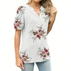 Womens Summer Tops V Neck Ruffle Sleeve Blouses Short Sleeve Casual Tops T-Shirts
