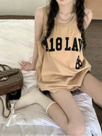 Women'S Jersey Tank Top- 2025 Summer Printed Loose American Vintage Inner Layer Sleeveless Casual Top Trendy