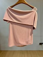 Chic Off-Shoulder Ruffle Top with Bow Detail - Versatile, Slimming, Short Sleeve T-Shirt for Young Women, Spring/Summer Fashion, Casual Attire|Chic Offshoulder Top|Ruffle Detail Top, Offshoulder Tops