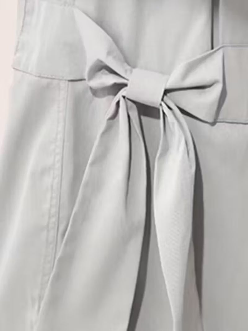 Women's High-Waisted Elastic Waist Baggy Pants with Adjustable Drawstring - Loose Wide Leg Casual Trousers, Solid Color All-Season Comfort, Machine Washable