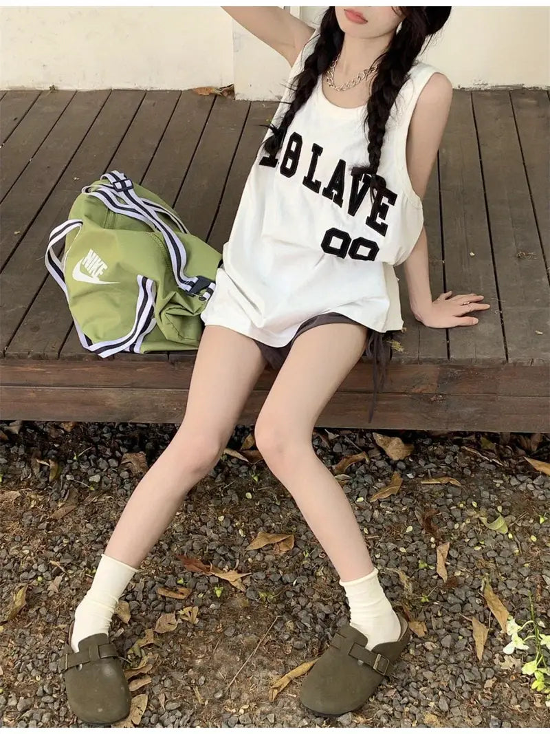 Women'S Jersey Tank Top- 2025 Summer Printed Loose American Vintage Inner Layer Sleeveless Casual Top Trendy