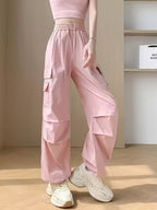 Women'S Casual Two-Way Cargo Pants - Loose Fit, Drawstring Waist, Solid Color, & Versatile for Spring/Summer/Fall, High Waisted Pants