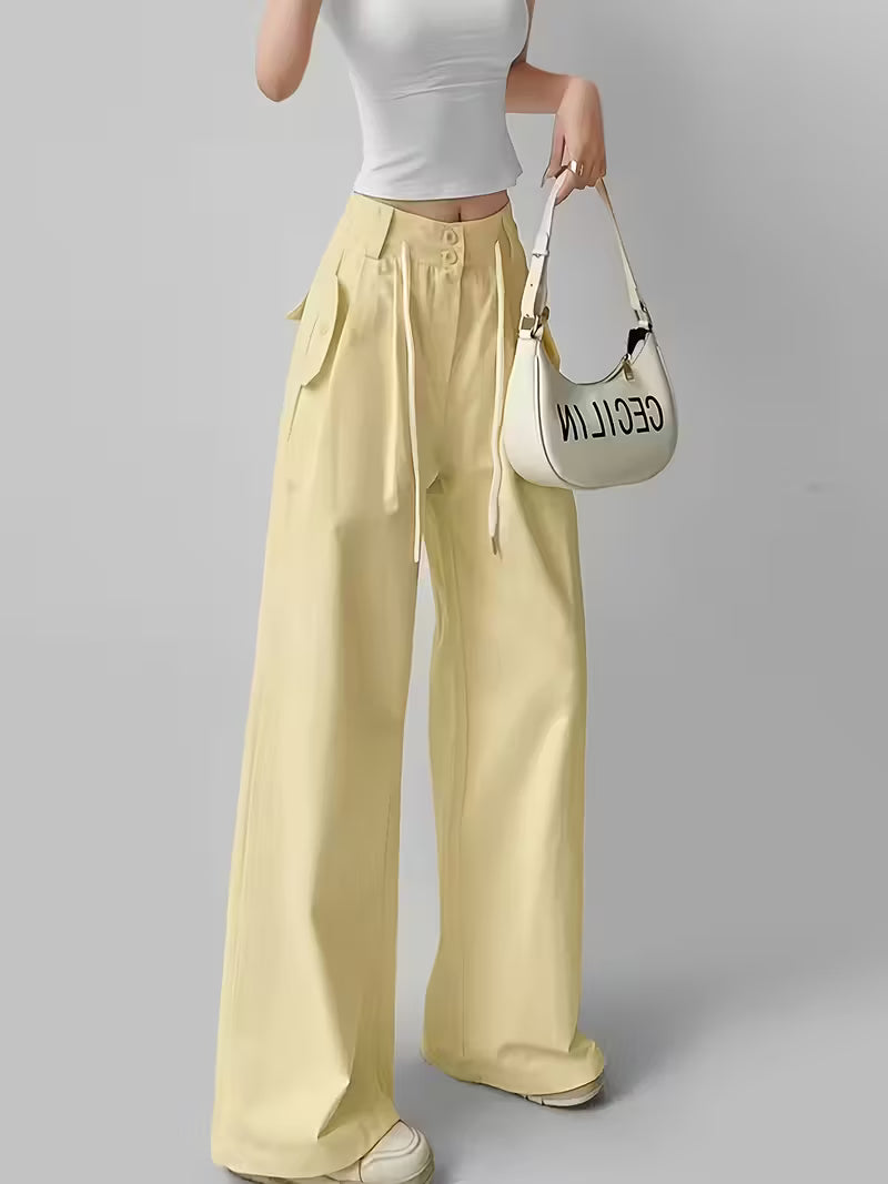 Summer Spring Tea Sweet Cool Loose Casual Work Pants 2025 New High-Waisted American Style Flared Joggers