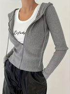 Women's Slim-Fit Solid Color Hooded Long Sleeve Casual Jacket, Spring Outerwear, Casual Wear, Minimalist Fashion, Slimfit Design, Comfortable Material, Machine Washable, Fitted Jacket, Women's Hoodie, Young Professionals, Streetwear Lovers