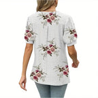 Womens Summer Tops V Neck Ruffle Sleeve Blouses Short Sleeve Casual Tops T-Shirts